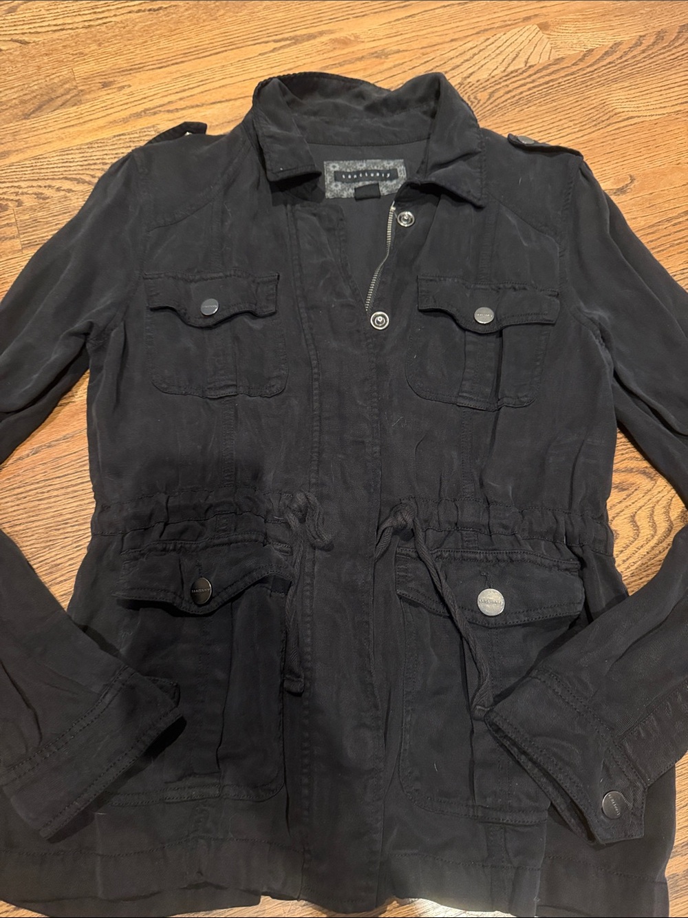 Sanctuary Black Utility Jacket with Waist Drawstring Sz medium